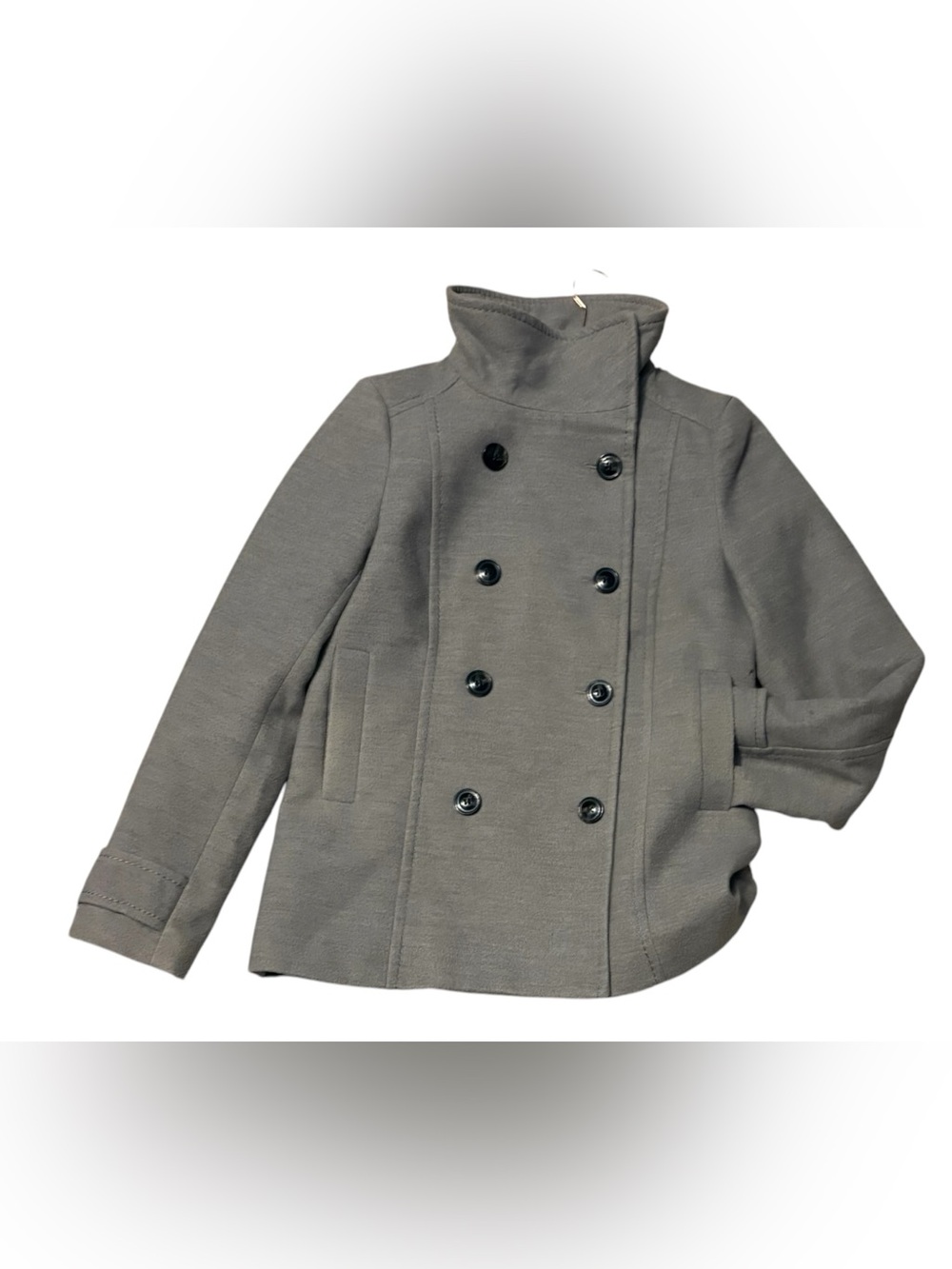 H&M Gray Double Breasted High Collar Peacoat Jacket Size 10